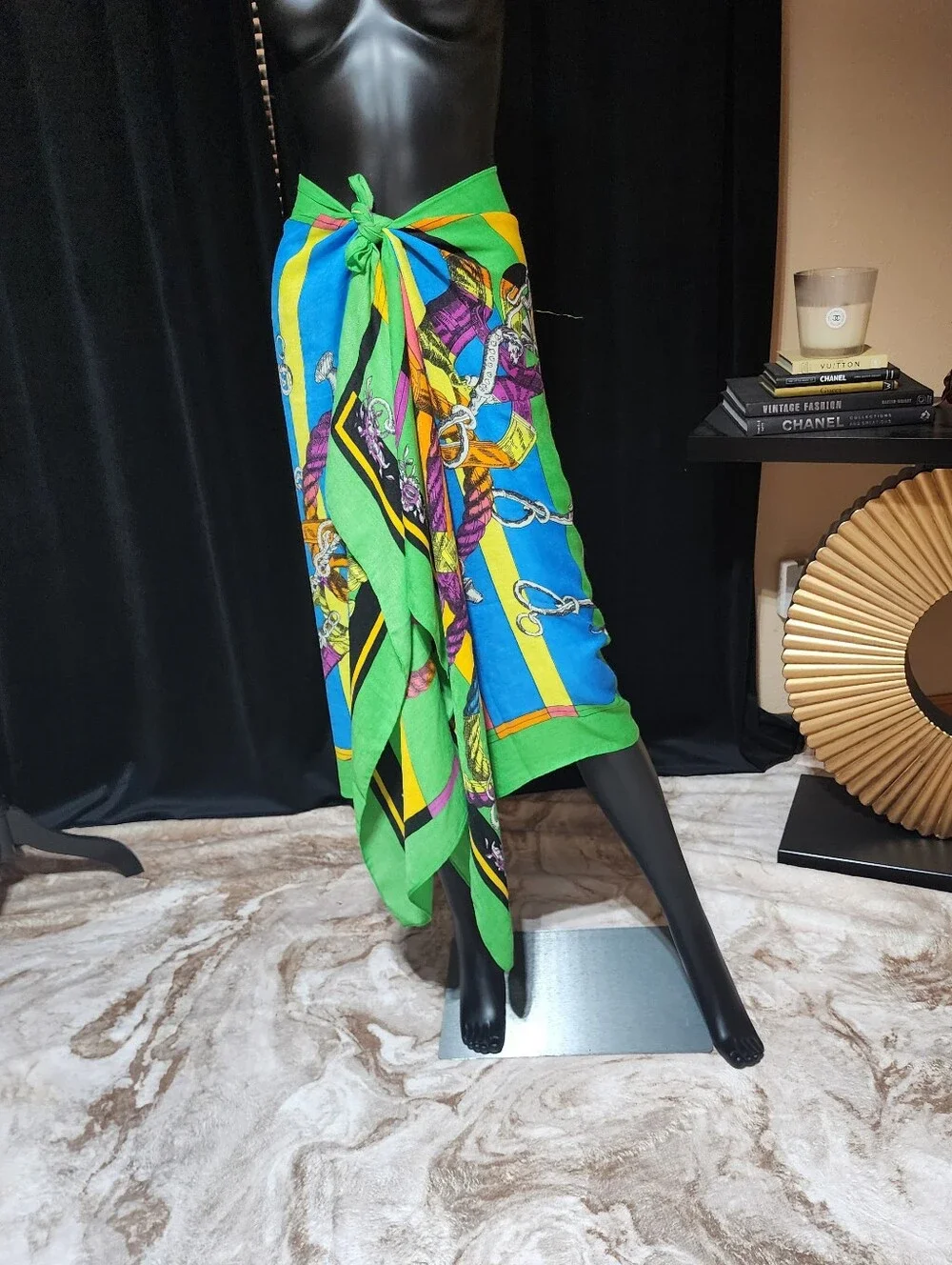 CARNAR ORCHID Oversized Equestrian Scarf Sarong Pareo Wrap NWT